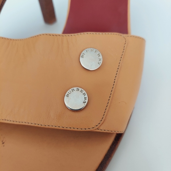 Vintage Burberry Leather Studded Accents Slides - Picture 7 of 15